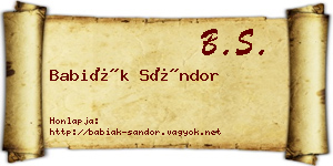 Babiák Sándor névjegykártya