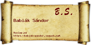 Babiák Sándor névjegykártya