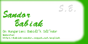 sandor babiak business card